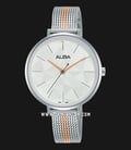 Alba Fashion AH8673X1 Ladies Silver Pattern Dial Dual Tone Mesh Strap-0
