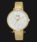 Alba Fashion AH8674X1 Ladies Silver Pattern Dial Gold Mesh Strap-0