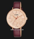 Alba Fashion AH8678X1 Ladies Rose Gold Pattern Dial Maroon Leather Strap-0