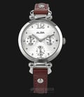 Alba AP6553X1 Ladies Silver Motive Dial Red Maroon Leather Strap-0