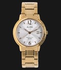 Alba AS9A42X1 Silver Patterned Dial Gold Stainless Steel Bracelet-0