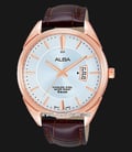 Alba AS9A86X1 Silver Dial Brown Leather Strap-0