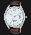 Alba AS9A87X1 Silver Dial Brown Leather Strap-0