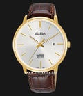 Alba Prestige AS9G68X1 Men Silver Dial Dark Brown Leather Strap-0
