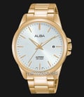 Alba Fashion AS9H98X1 Men Silver Dial Gold Stainless Steel Strap-0