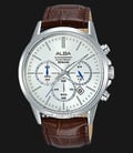 Alba AT3B99X1 Silver Dial Brown Leather Strap-0