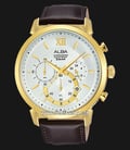 Alba AT3C42X1 White Dial Brown Leather Strap-0