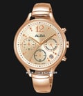 Alba Fashion AT3E96X1 Chronograph Rose Gold Dial Rose Gold Stainless Steel Strap-0