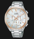 Alba AT3G80X1 Men Silver Patterned Dial Stainless Steel Strap-0
