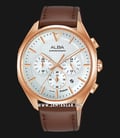 Alba Active AT3G86X1 Chronograph Men Silver Dial Brown Leather Strap-0