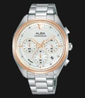 Alba Signa AT3G90X1 Chronograph Men Silver Patterned Dial Stainless Steel Strap-0