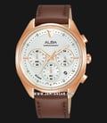 Alba Active AT3G96X1 Men Silver White Patterned Dial Brown Leather Strap-0