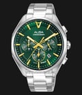 Alba Signa AT3H59X1 Chronograph Men Green Patterned Dial Stainless Steel Strap-0