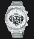 Alba Signa AT3J17X1 Chronograph Men Silver White Grey Gradation Patterned Dial Stainless Steel Strap-0