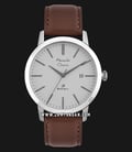 Alexandre Christie Primo Steel AC 1007 MD LSSSL Men Silver Dial Brown Leather Strap-0