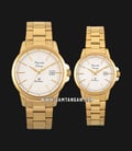 Alexandre Christie Primo Steel AC 1008 BGPSL Couple White Dial Gold Stainless Steel Strap-0
