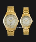 Alexandre Christie AC 1010 BGPIV Couple Silver Dial Gold Stainless Steel Strap-0
