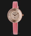 Alexandre Christie AC 2574 LH LRGLNPN Women Gold Dial Pink Leather Strap-0