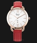 Alexandre Christie AC 2674 LD LRGSLRE Ladies White Pattern Dial Red Leather Strap + Extra Strap-0