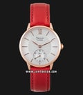 Alexandre Christie AC 2682 LS LRGSLRE Ladies Silver Dial Red Leather Strap-0