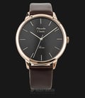 Alexandre Christie AC 2687 LH LCGBA Ladies Black Dial Brown Leather Strap-0
