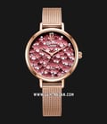 Alexandre Christie AC 2728 LH BRGRE Ladies Red Motif Dial Rose Gold Stainless Steel Strap-0