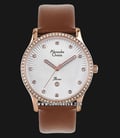 Alexandre Christie AC 2743 LD LRGSLBO Ladies White Pattern Dial Brown Leather Strap-0