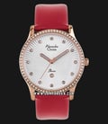 Alexandre Christie AC 2743 LD LRGSLRE Ladies White Pattern Dial Red Leather Strap-0