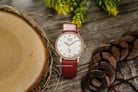 Alexandre Christie AC 2743 LD LRGSLRE Ladies White Pattern Dial Red Leather Strap-3