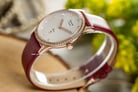 Alexandre Christie AC 2743 LD LRGSLRE Ladies White Pattern Dial Red Leather Strap-4