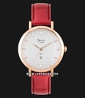 Alexandre Christie AC 2750 LD LRGSLRE Ladies Silver Dial Red Leather Strap-0