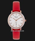 Alexandre Christie AC 2759 LD LRGSL Ladies White Dial Red Leather Strap-0