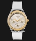 Alexandre Christie Multifunction AC 2808 BF RGPIV Ladies Gold Dial White Rubber Strap-0