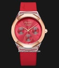 Alexandre Christie Multifunction AC 2808 BF RRGRE Ladies Red Dial Red Rubber Strap-0