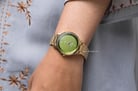 Alexandre Christie AC 2820 LD BGPGN Ladies Green Dial Gold Stainless Steel Strap-3