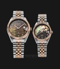 Alexandre Christie AC 5006 BTRMO Couple Brown Mother of Pearl Dial Dual Tone Stainless Steel Strap-0