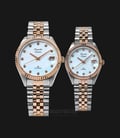 Alexandre Christie AC 5006 BTRMS Couple White Mother of Pearl Dial Dual Tone Stainless Steel Strap-0