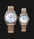 Alexandre Christie AC 5008 BRGMS Couple White Mother of Pearl Dial Rose Gold Stainless Steel Strap-0