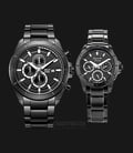 Alexandre Christie AC 6388 BIPBA Couple Black Pattern Dial Black Stainless Steel Strap-0