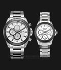 Alexandre Christie AC 6388 BTBSL Couple White Pattern Dial Stainless Steel Strap-0