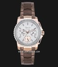 Alexandre Christie Multifunction AC 6455 BF BTRMSDR Ladies Silver Dial Brown Stainless Steel Strap-0