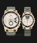 Alexandre Christie AC 6455 BGDIV Couple Gold Dial Stainless Steel Strap-0