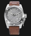 Alexandre Christie AC 6456 MD LTBBA Man Silver Pattern Dial Brown Leather Strap-0