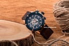 Alexandre Christie Chronograph AC 6491 MC LURBU Man Blue Dial Brown Leather Strap-3