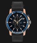 Alexandre Christie AC 6509 MC LURBU Sport Chronograph Men Blue Dial Black Leather Strap-0