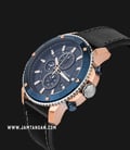 Alexandre Christie AC 6509 MC LURBU Sport Chronograph Men Blue Dial Black Leather Strap-1