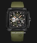 Alexandre Christie Automatic AC 6577 MA RIPBAGN Open Heart Dial Army Green Rubber Strap-0