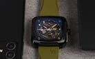 Alexandre Christie Automatic AC 6577 MA RIPBAGN Open Heart Dial Army Green Rubber Strap-3