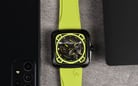 Alexandre Christie Automatic AC 6577 MA RIPBALE Open Heart Dial Lime Rubber Strap-6