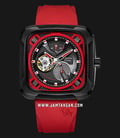 Alexandre Christie Automatic AC 6577 MA RIPBARE Open Heart Dial Red Rubber Strap-0